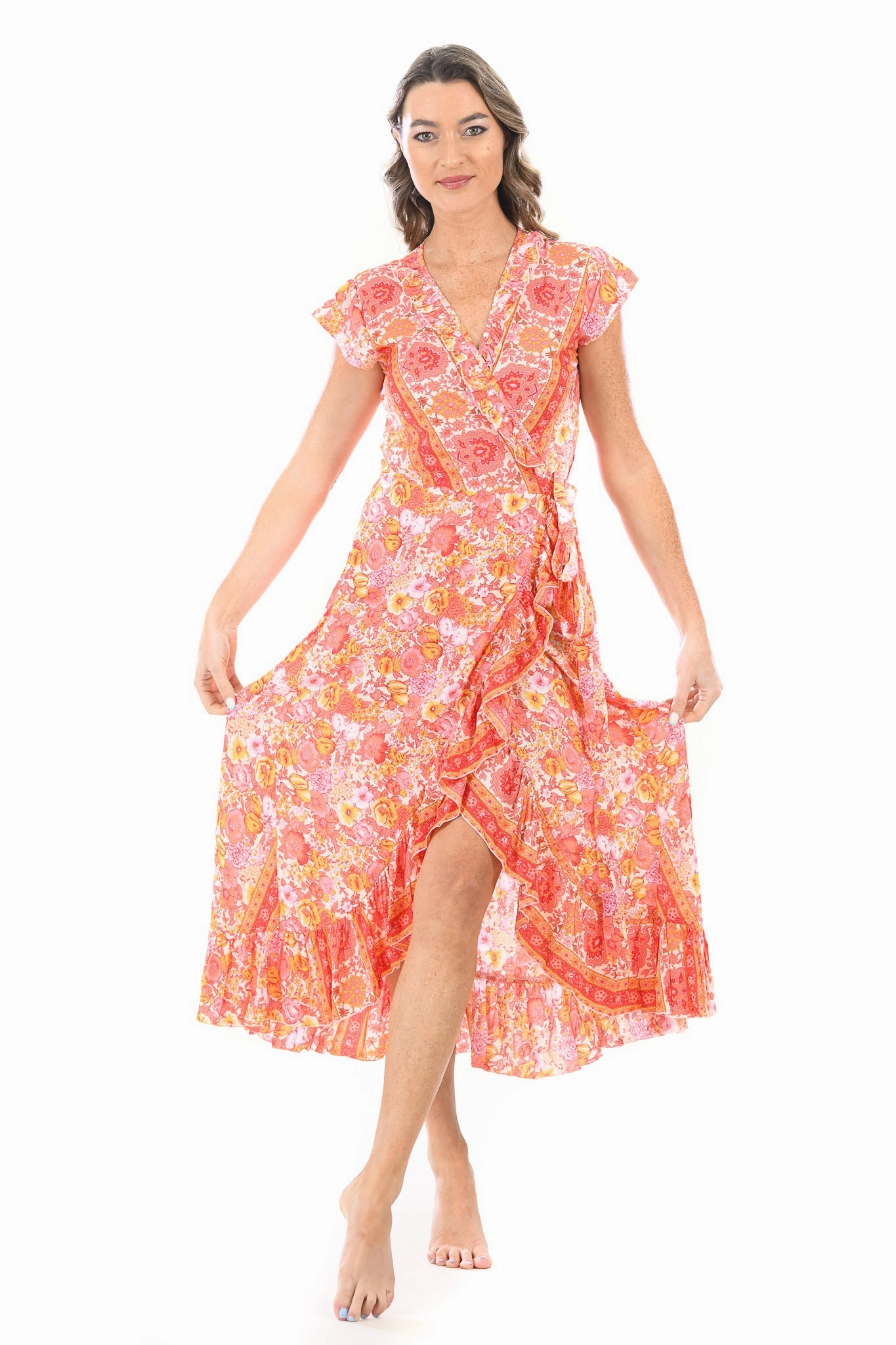 Handmade Polished office dress Voyager Dress / Tangerine Floral