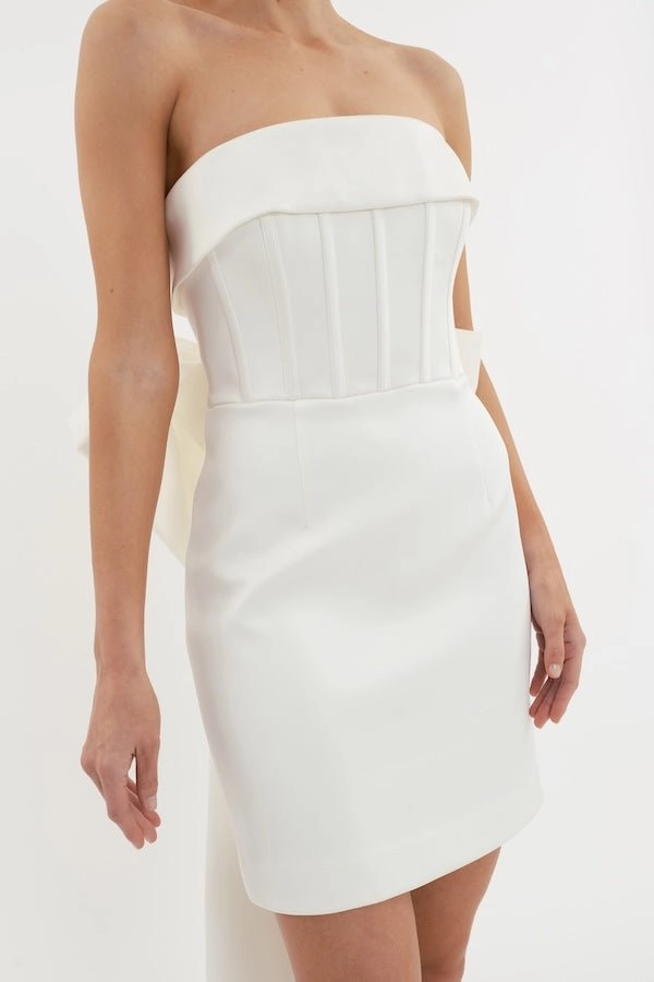 Smart Vibe Tasteful Detail Lia Strapless Mini Dress Ivory