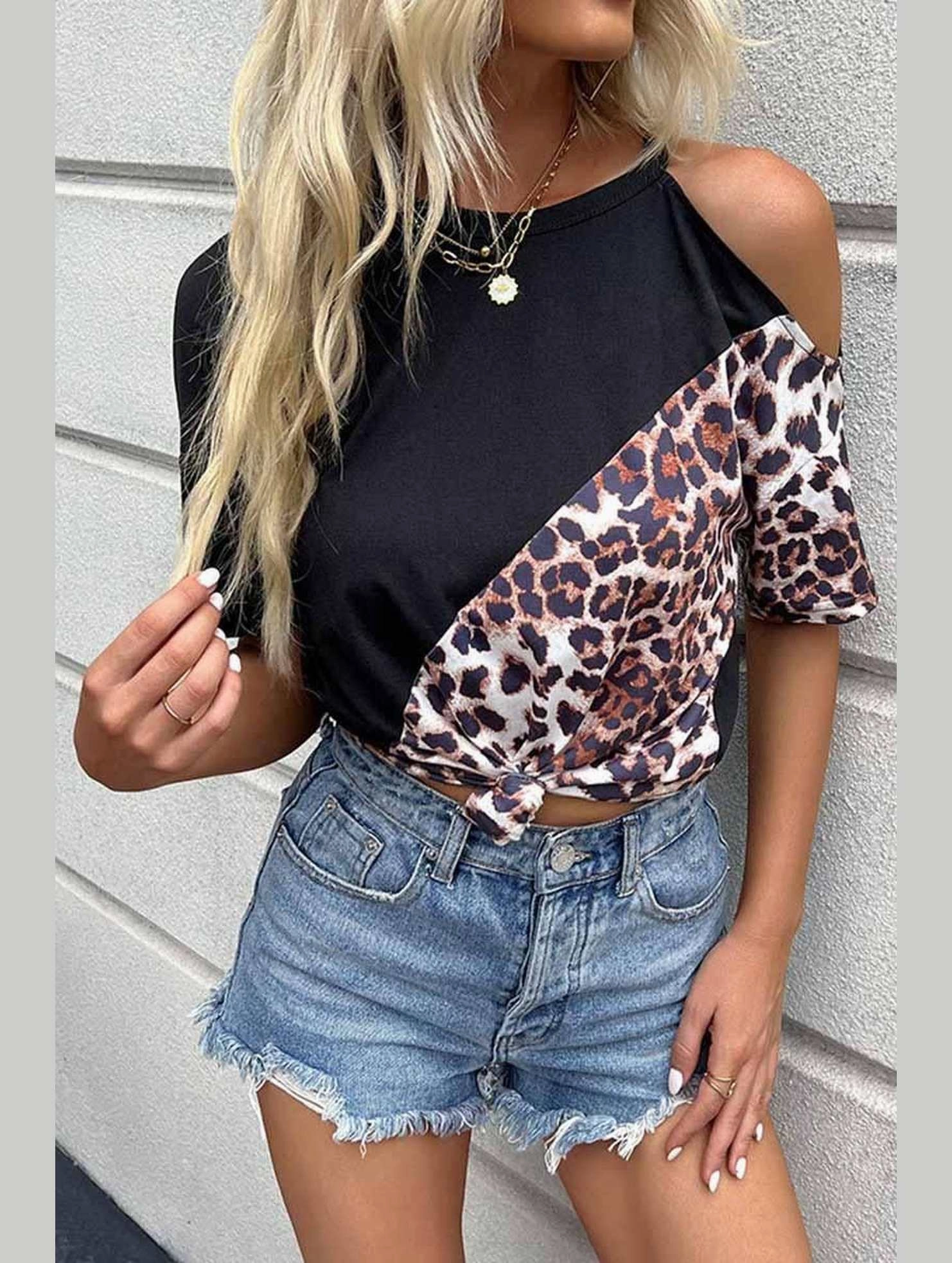 LEOPARD ONE HOLE SHOULDER TEE Double Chest Pocket