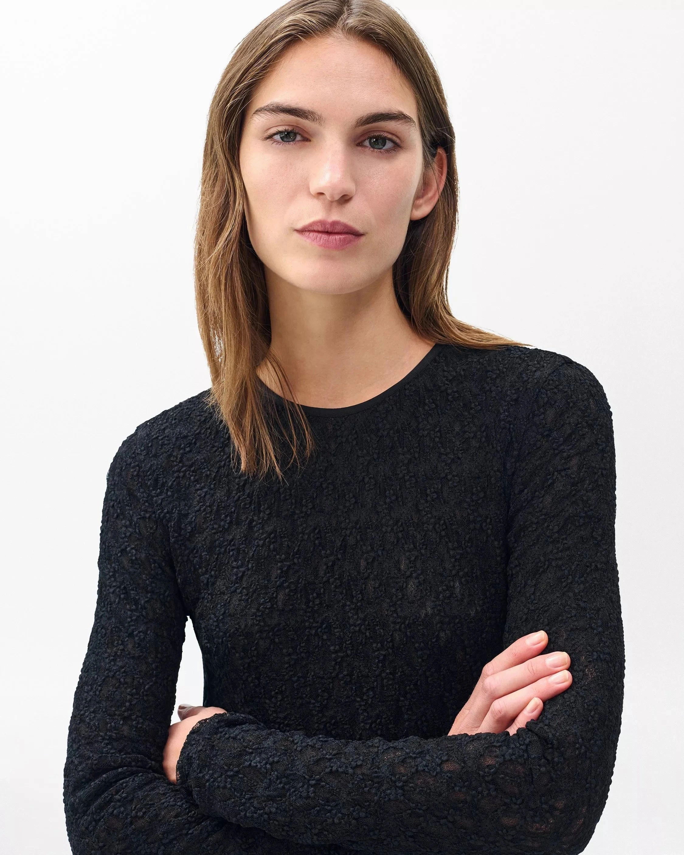 StaticResistantFabric Printed top Ellie Lace Tee Black