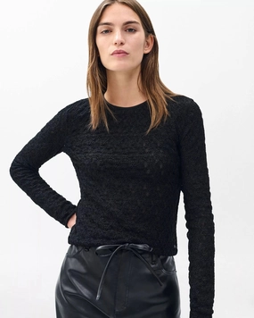 AntiPilling Finish Sustainable Textile Ellie Lace Tee Black