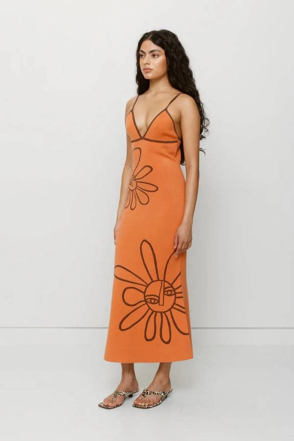 Soleil Knit Midi Dress Jaffa Flexible Cut Fashionable Design