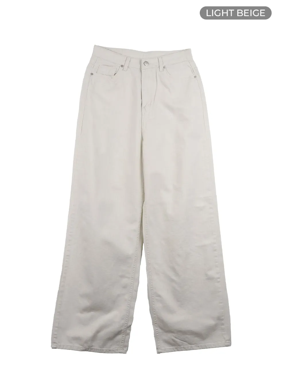 Solid Cotton Loose Fit Straight Jeans OA429