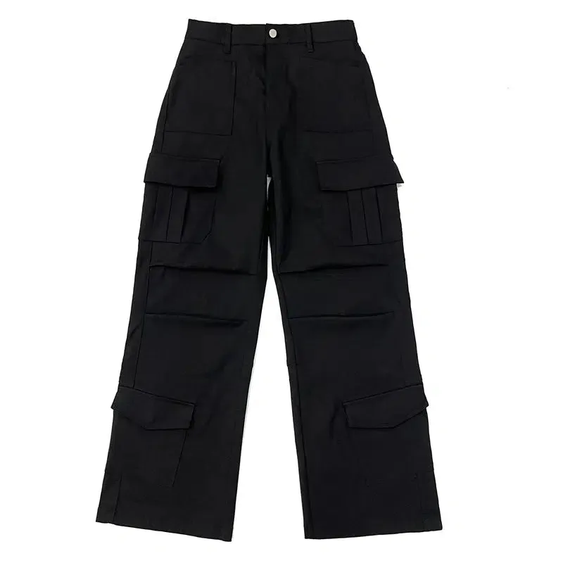Solid Multi-Pocket Cargo Pants