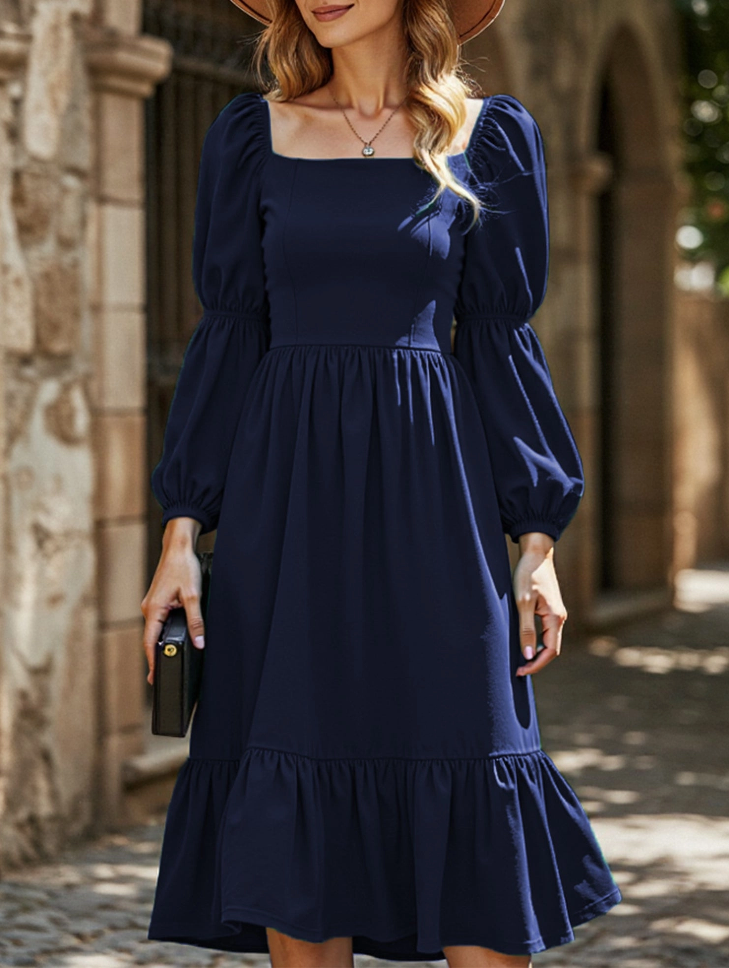Clean Chic Smart Layer Solid color A-line casual long-sleeved dress