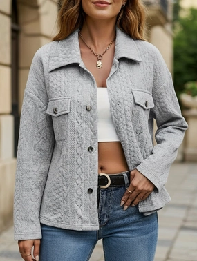 Sweat Absorbent Inner Layer Solid color pocket button loose jacket