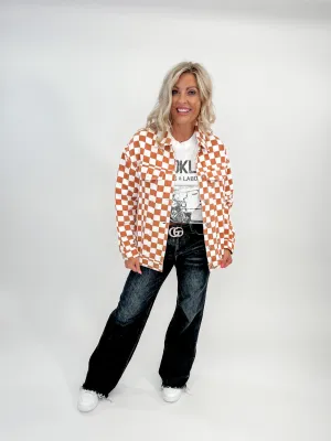 Something in the Orange Checkered Denim Jacket, Off White/Clay