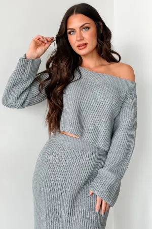 Something To Remember Off The Shoulder Sweater (Heather Grey) HighElasticity