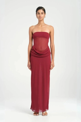 Elegant Waist Fit Petra Maxi Wine