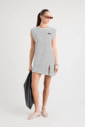 Modern Waistband Breeze Grace Sorrentino Dress White Black