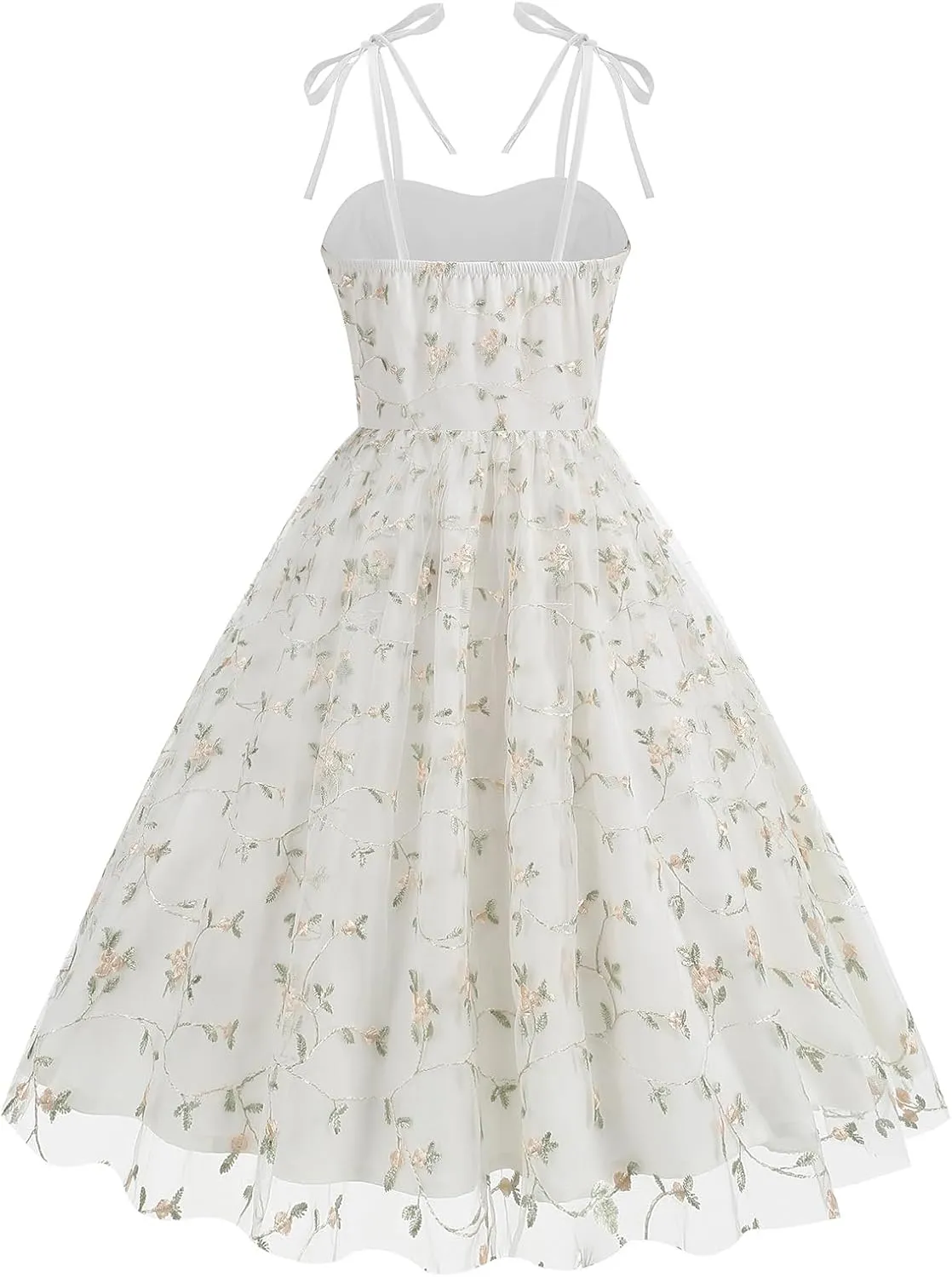 Spaghetti Strap Floral Embroidered Dress for Women Wedding Guest Tea Party Dress for Woman Tulle Prom Formal Cocktail Dress