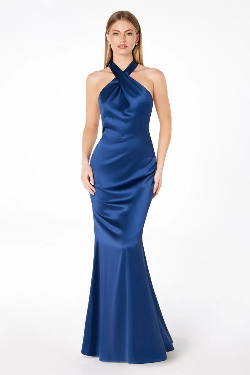 Sparkling Off-Shoulder Glitter Evening Gown with Open Back