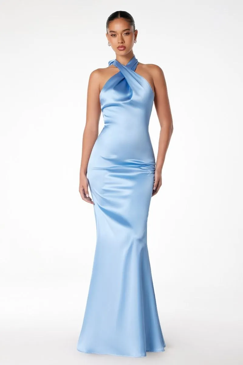 Sparkling Off-Shoulder Glitter Evening Gown with Open Back