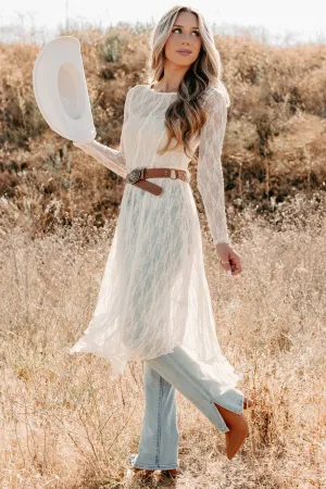 Spirit Dances Sheer Lace Midi Layering Dress (Ecru) Adaptive Waistband EcoFriendly Dye