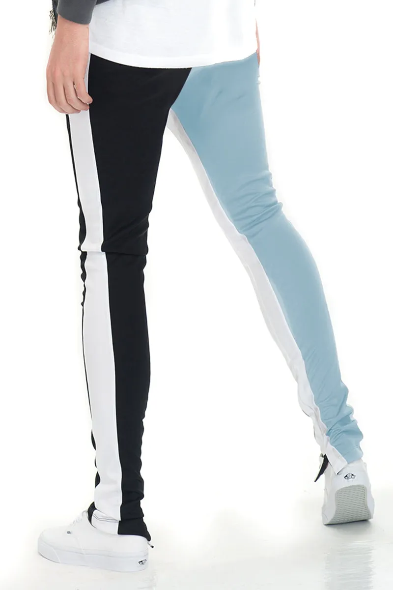 Split Two-Tone Teal/Black Track Pants: Blend of Style & Comfort