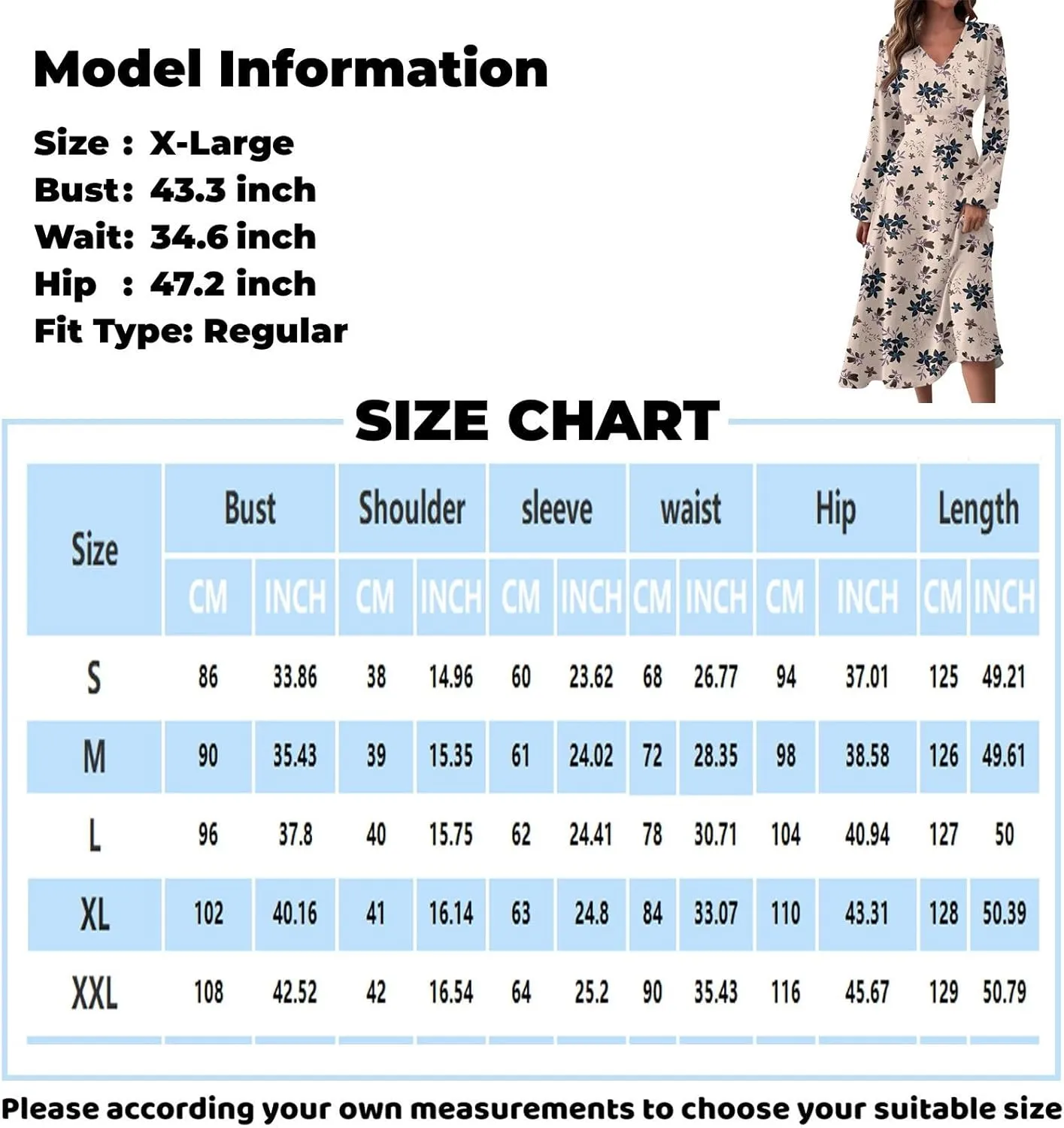 Spring Dresses for Women 2025 Long Sleeve V Neck Midi Cute Summer Vacation Trendy Loose Curvy Dress