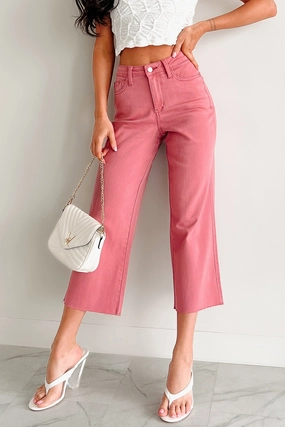 Victoria Crop Wide Leg Judy Blue Jeans (Rose) Plus-size option Quick Dry Fit