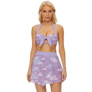Starcrossed Skies Purple Vintage Halter Bikini Swimsuit
