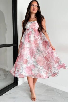 Stay Rosy Floral Midi Dress (Berry Floral) Timeless Wear
