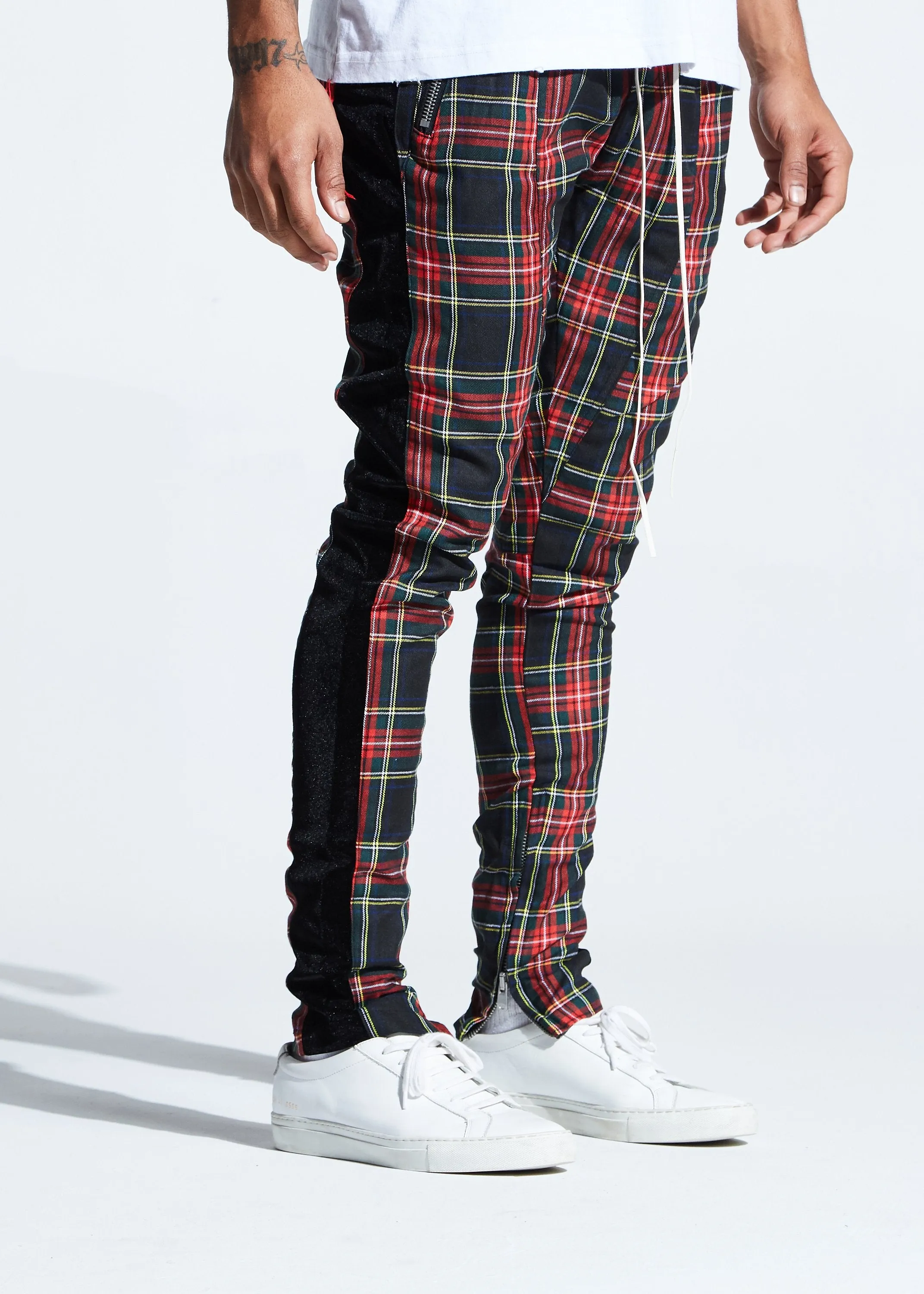 Steele Plaid Track Pants (Black/Red)