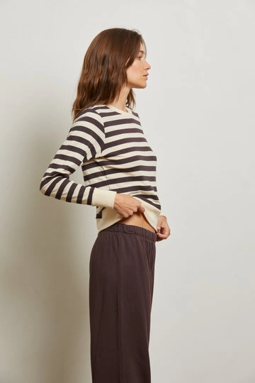 Convertible Style STEF STRIPE LUXE RIB LONG SLEEVE