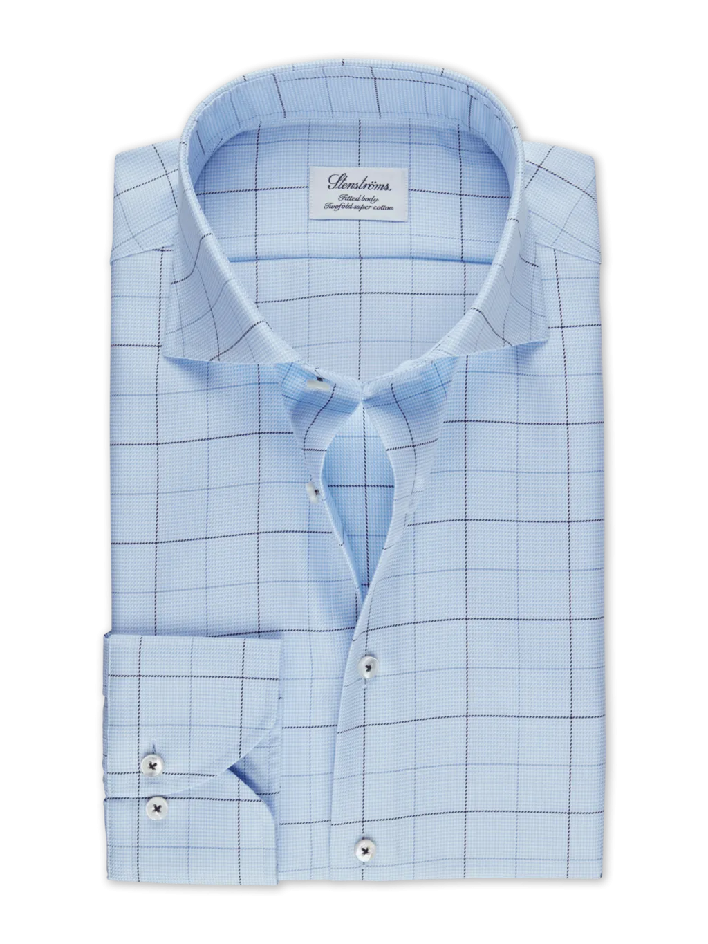 Stenströms Light blue Checked Twill Shirt