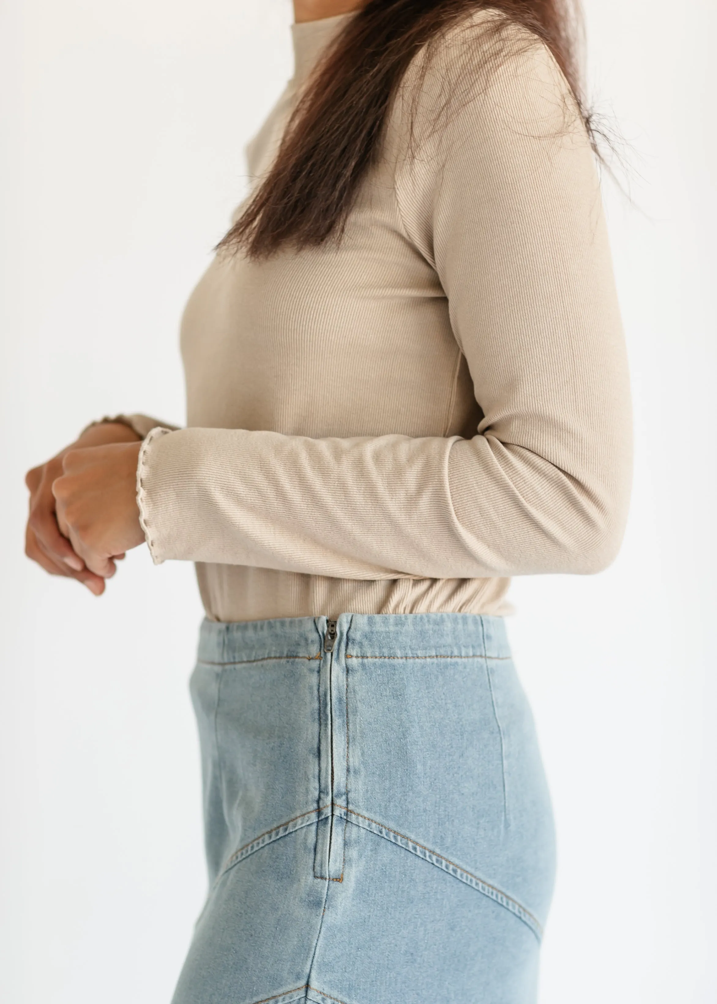 Stitched Denim A-line Maxi Skirt - FINAL SALE