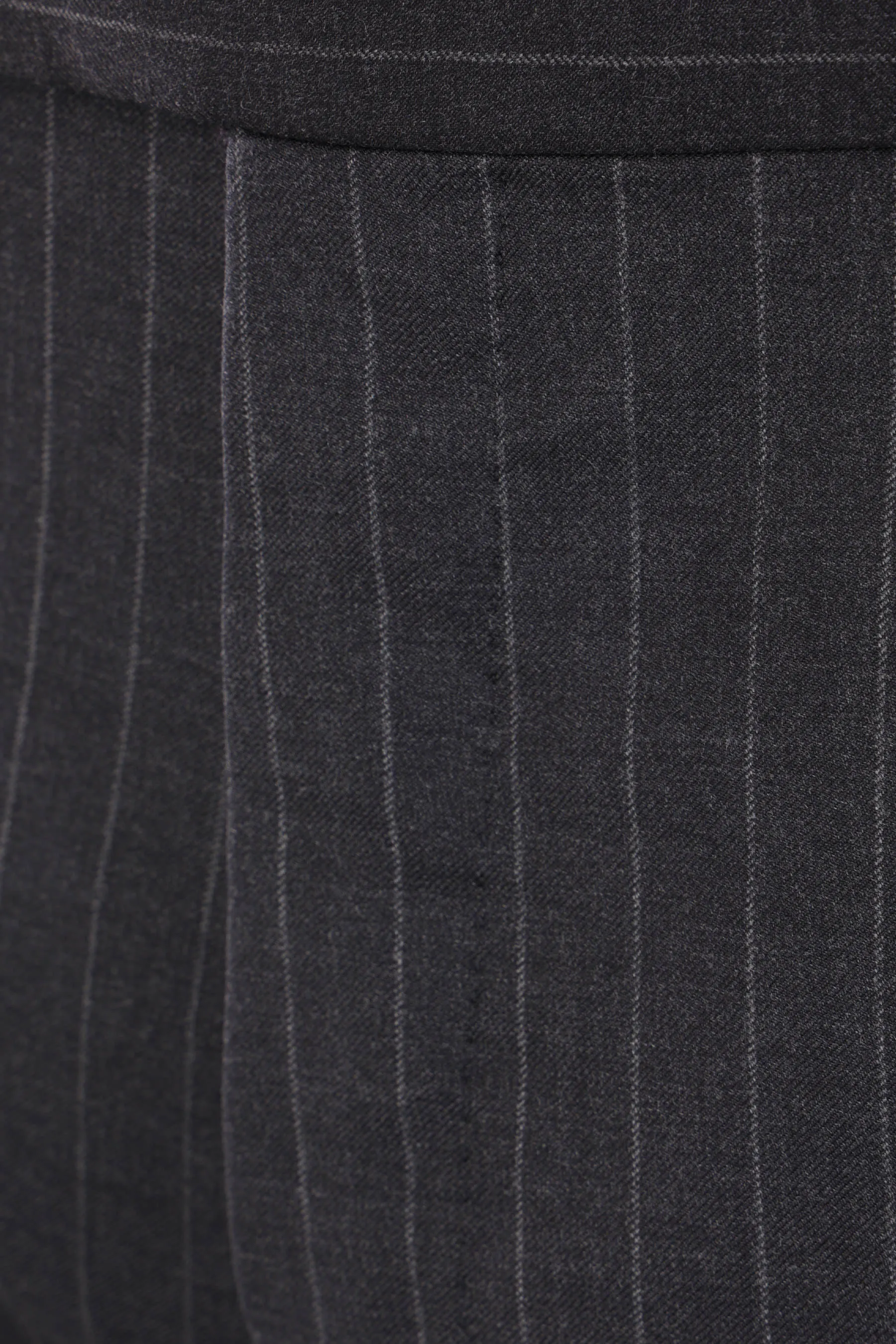 straight-leg pinstriped wool trousers