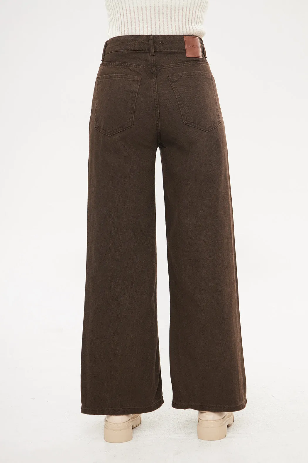 Straight Leg Solid Denim Trouser