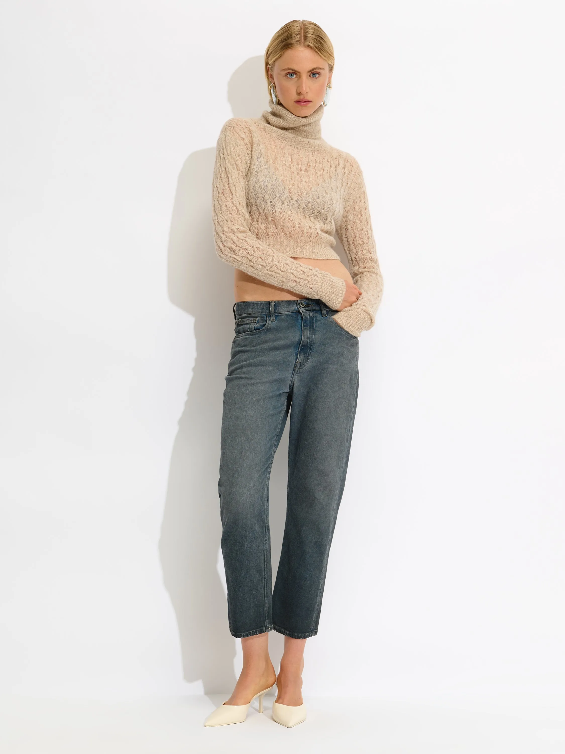 Straight Leg Washed Denim