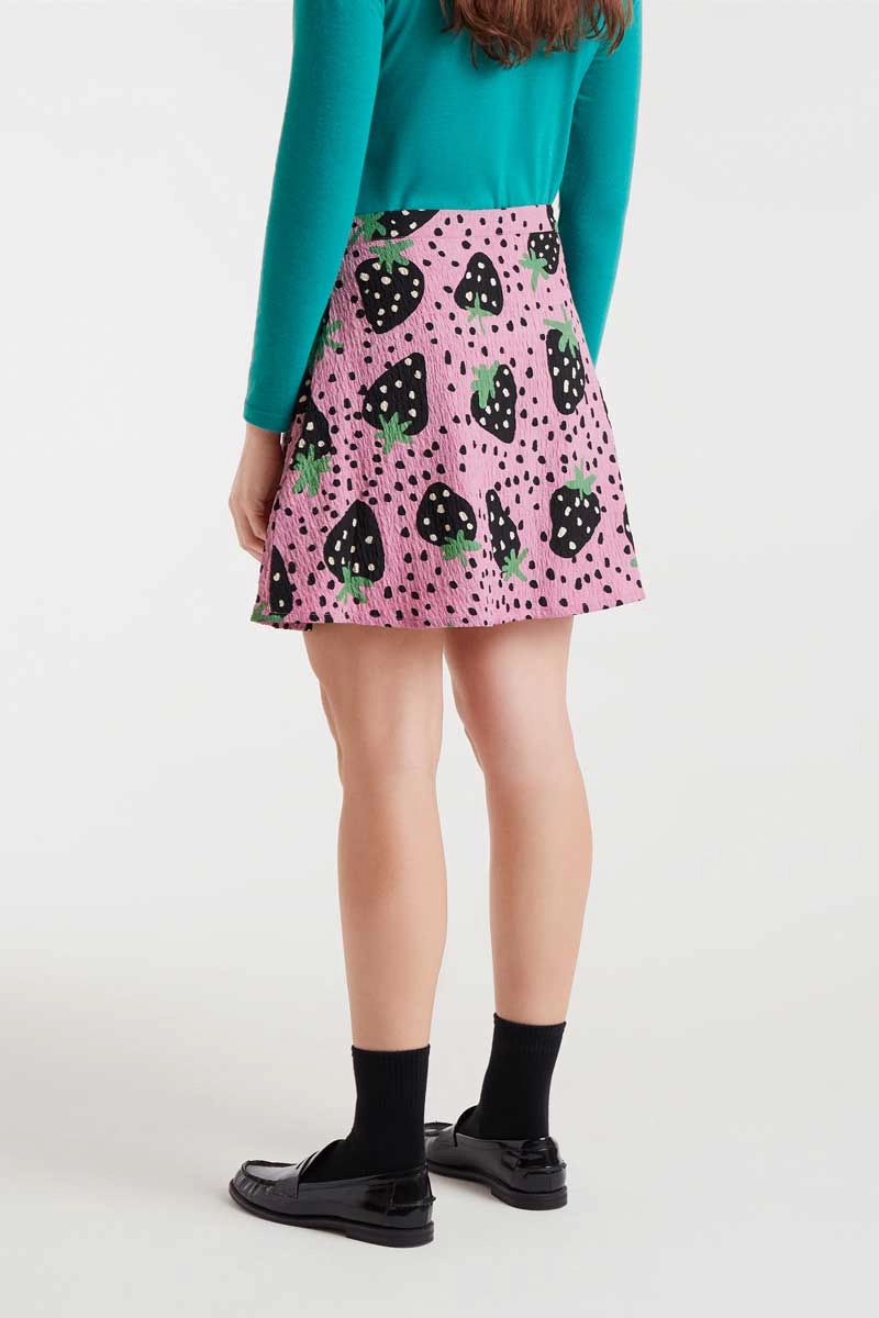 Strawberry Polka Dot Mini Skirt in Pink Natural Mood
