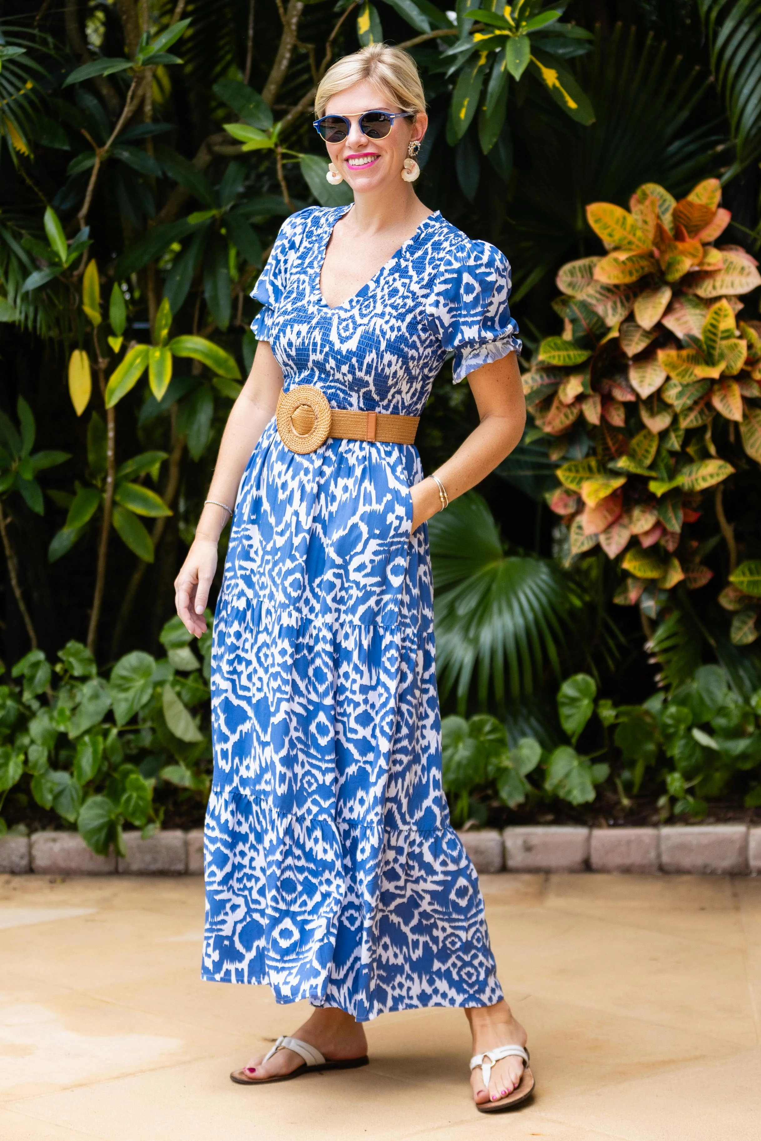 Silky Silhouette Nancy Dress / Denim Blue Ikat