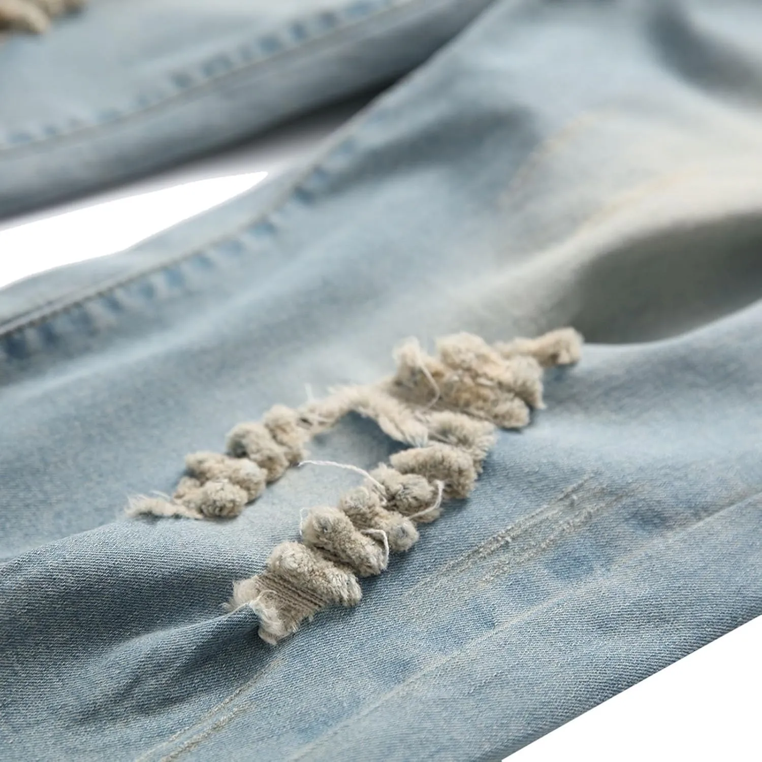 Stretch Ripped Jean Shorts Men Classic Loose Fit Casual Denim Shorts Loose Fit Zip Up Strethc Summer Jorts with Pockets
