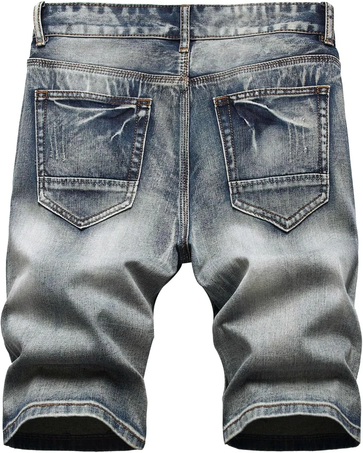 Stretch Ripped Jean Shorts Men Classic Loose Fit Casual Denim Shorts Loose Fit Zip Up Strethc Summer Jorts with Pockets