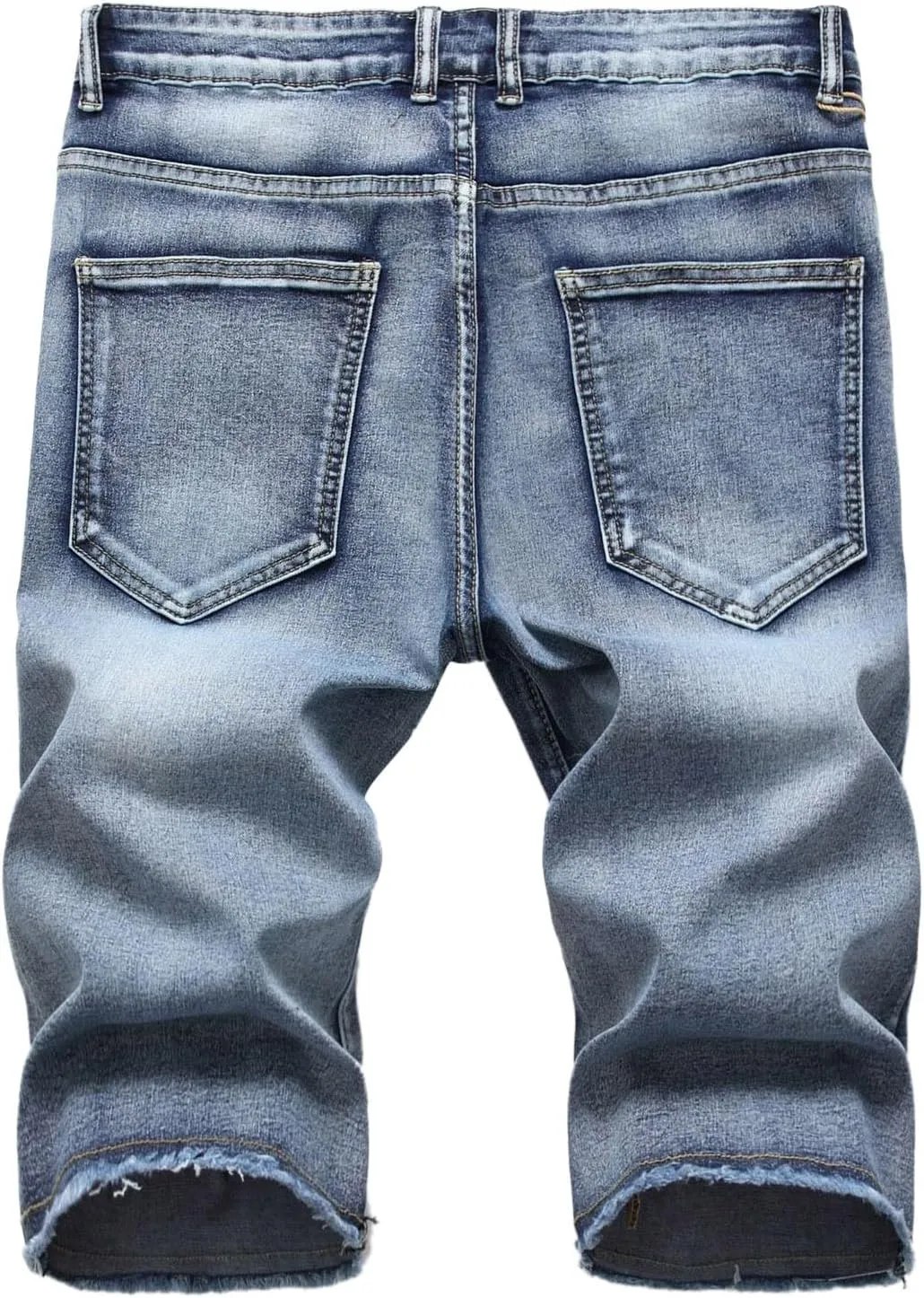 Stretch Ripped Jean Shorts Men Classic Loose Fit Casual Denim Shorts Loose Fit Zip Up Strethc Summer Jorts with Pockets