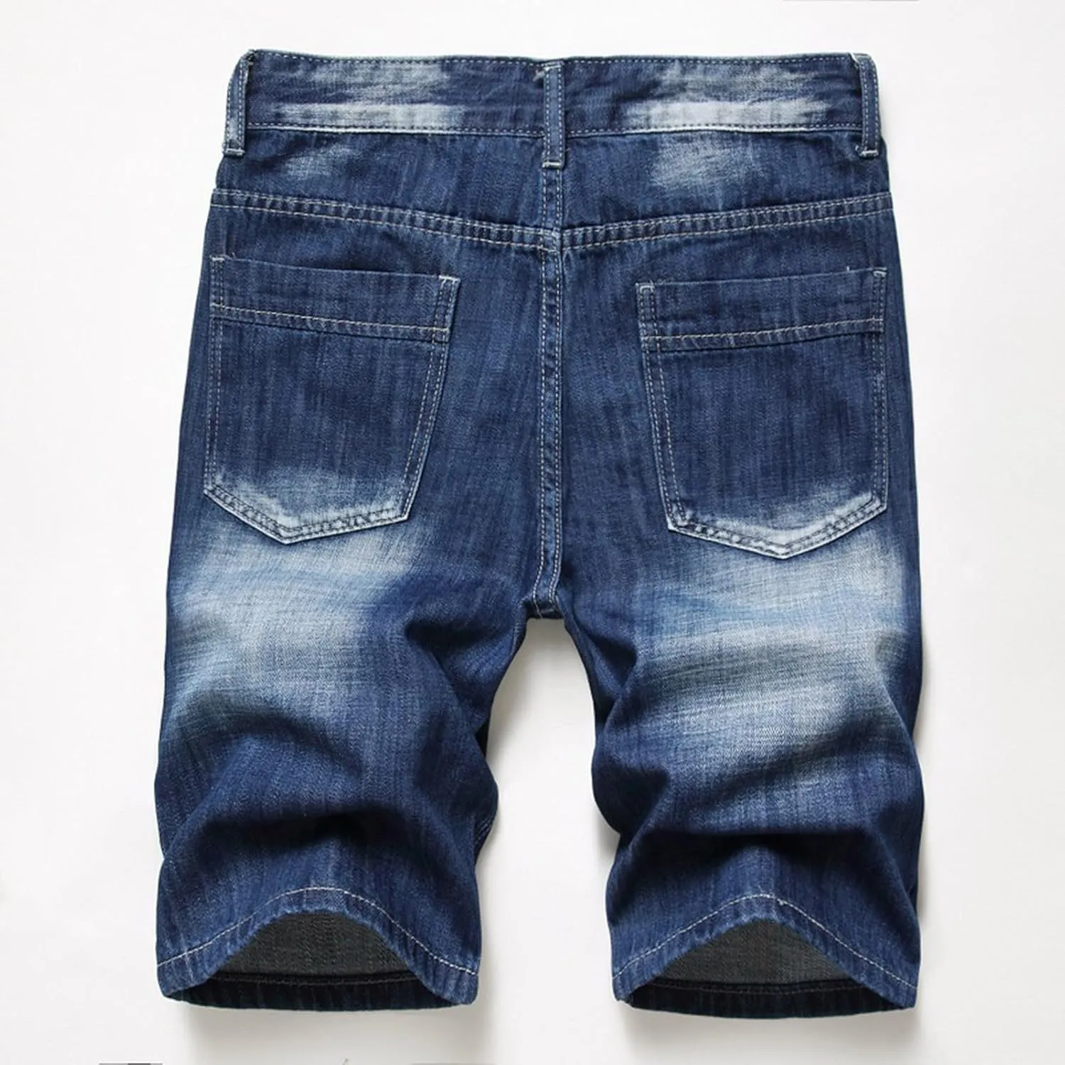 Stretch Ripped Jean Shorts Men Classic Loose Fit Casual Denim Shorts Loose Fit Zip Up Strethc Summer Jorts with Pockets