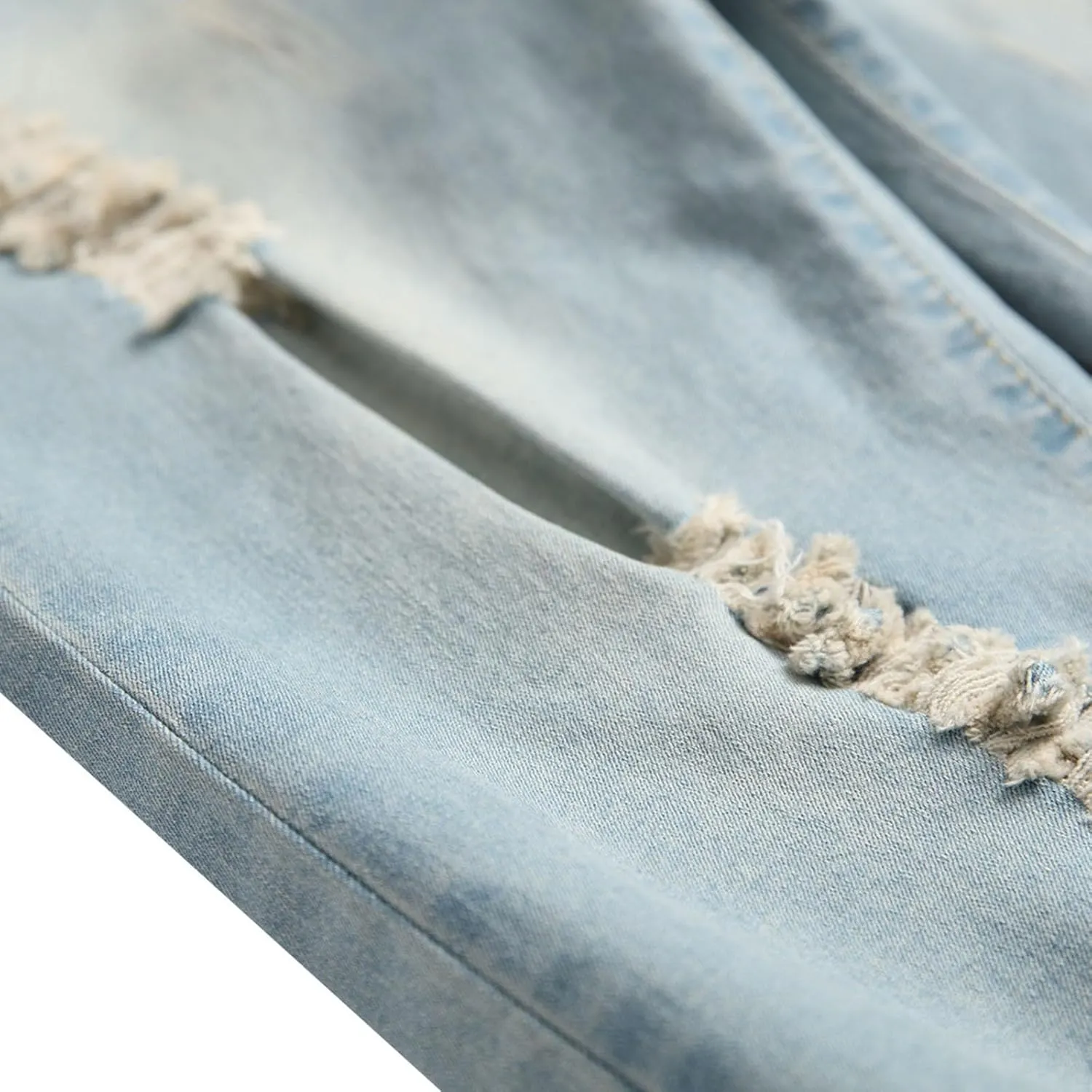 Stretch Ripped Jean Shorts Men Classic Loose Fit Casual Denim Shorts Loose Fit Zip Up Strethc Summer Jorts with Pockets