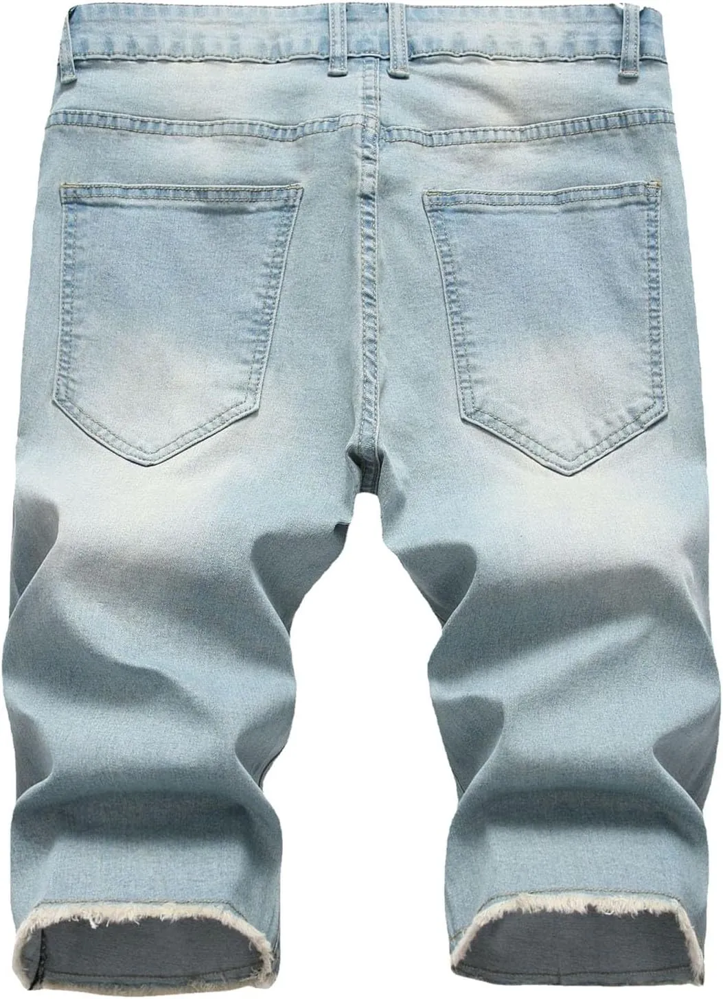 Stretch Ripped Jean Shorts Men Classic Loose Fit Casual Denim Shorts Loose Fit Zip Up Strethc Summer Jorts with Pockets