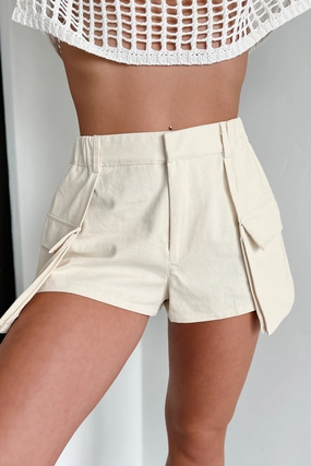 Youth fashion Conversation Starter Cargo Reverse Skort (Light Oatmeal)