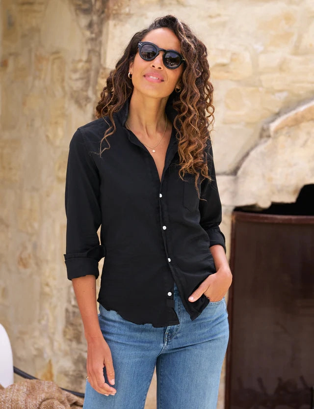 Stretchable Knit MoistureWicking Material Barry Tailored Button Up Shirt Black