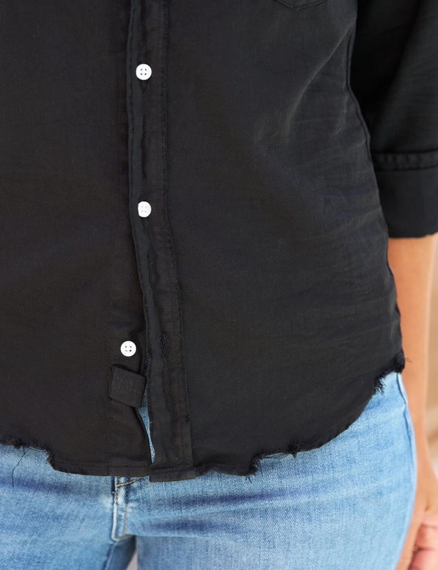 Stretchable Material Barry Tailored Button Up Shirt Black