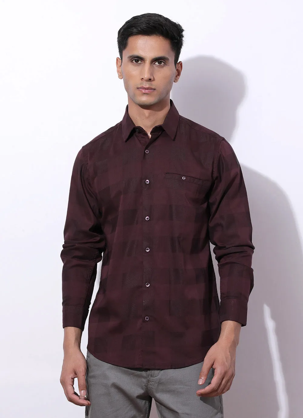 Striking Maroon Checked