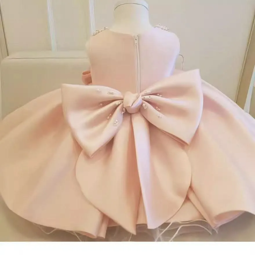 String of beads Elegant princess for baby Birthday party Pearl Dress girls clothing