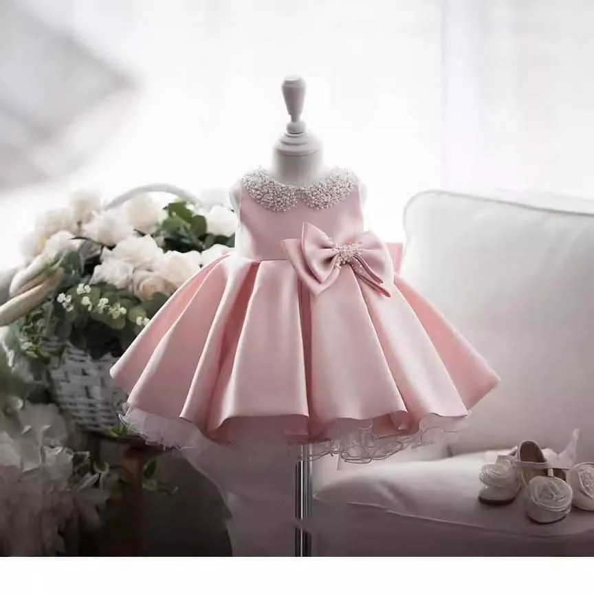 String of beads Elegant princess for baby Birthday party Pearl Dress girls clothing