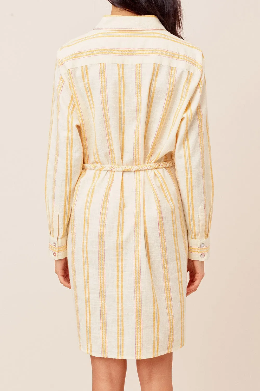 Striped Button Down Long Sleeve Shirt Dress