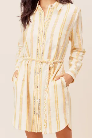 Striped Button Down Long Sleeve Shirt Dress