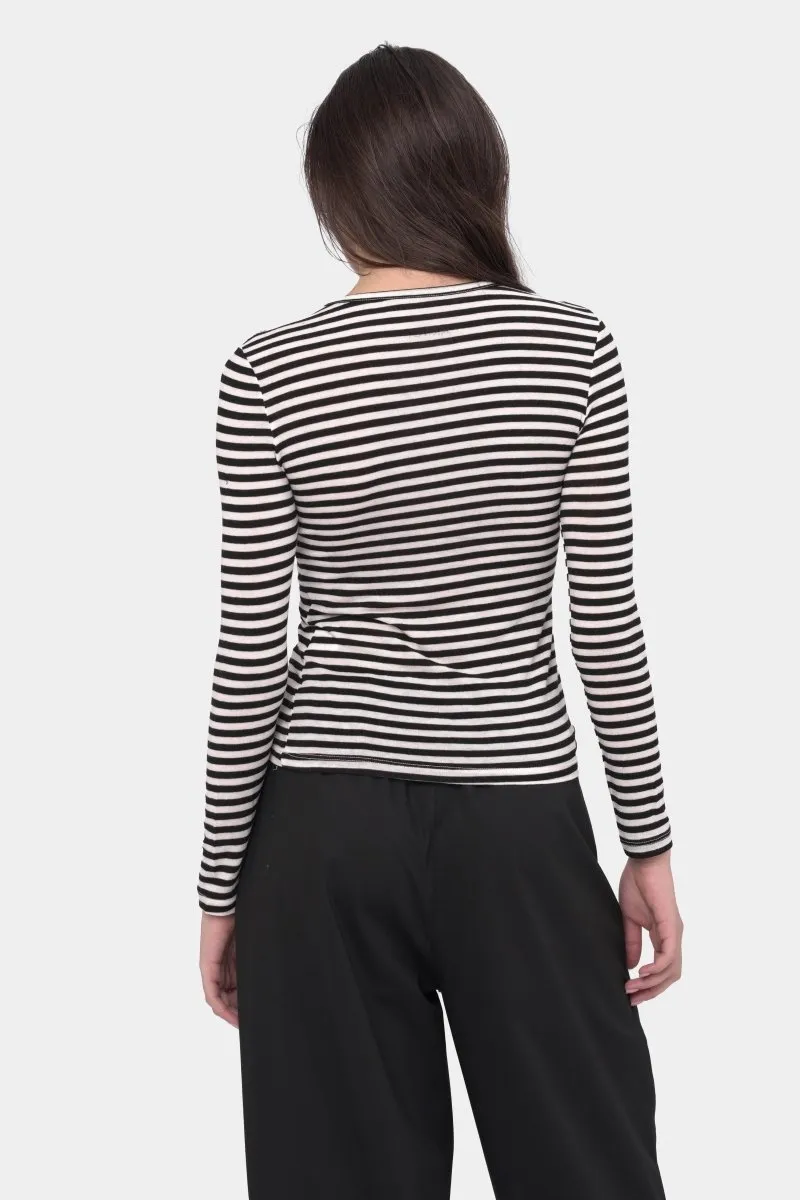 Striped Cashmere Blend Crewneck Top