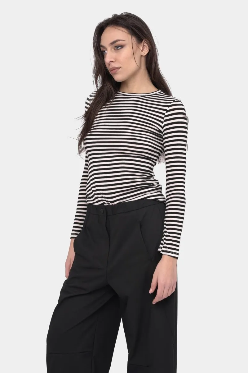 Striped Cashmere Blend Crewneck Top