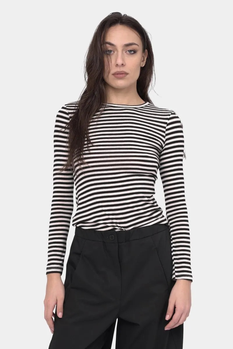 Striped Cashmere Blend Crewneck Top