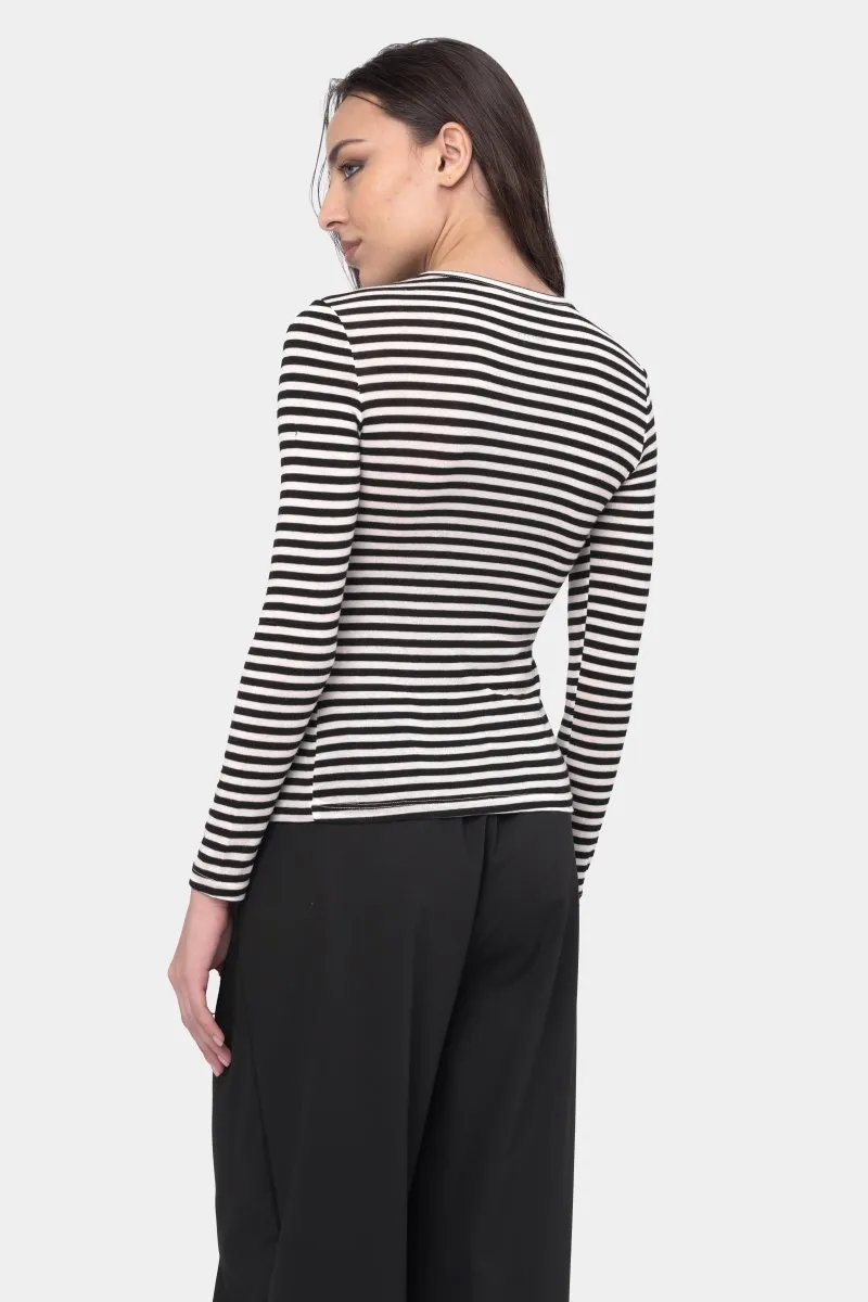Striped Cashmere Blend Crewneck Top
